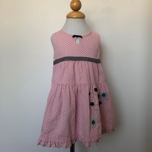 Pink polka dot w/ a black kitty dress size 3